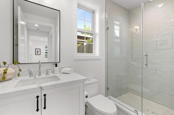 Bathroom, Glass Shower, Interior, Recessed Lighting
