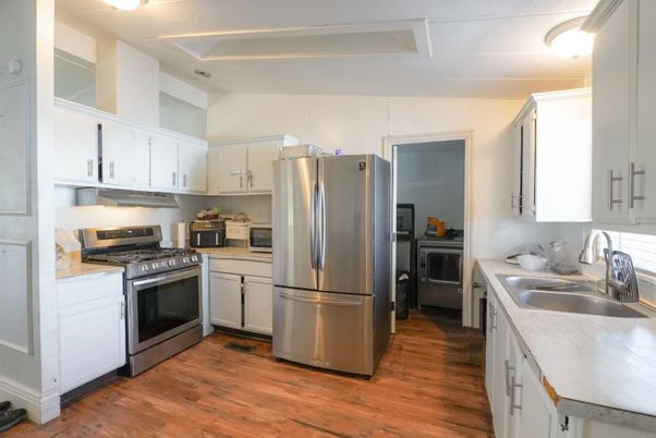 Interior, Kitchen, Stainless Steel Appliances, Wood Texture Flooring