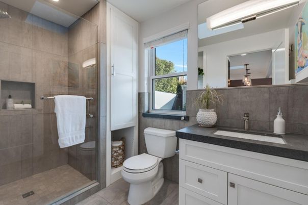 Bathroom, Glass Shower, Interior, Recessed Lighting