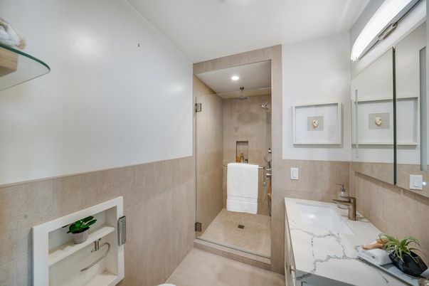 Bathroom, Glass Shower, Interior, Recessed Lighting