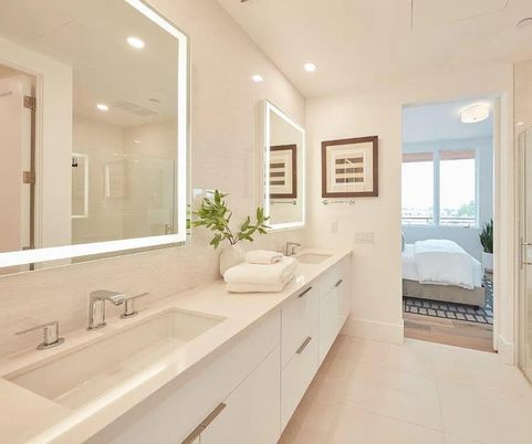 Bathroom, Bedroom, Dual Sink Vanities, Glass Shower, Interior, Recessed Lighting