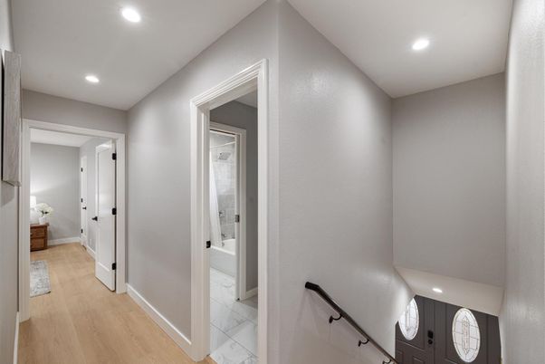 Interior, Marble, Recessed Lighting, Wood Texture Flooring