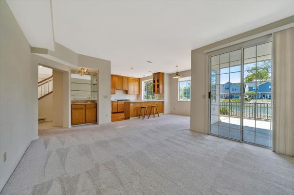Empty room, Interior, Kitchen, Pendant Lights
