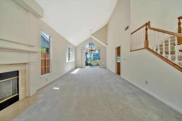 Empty room, Fireplace, Interior, Pendant Lights