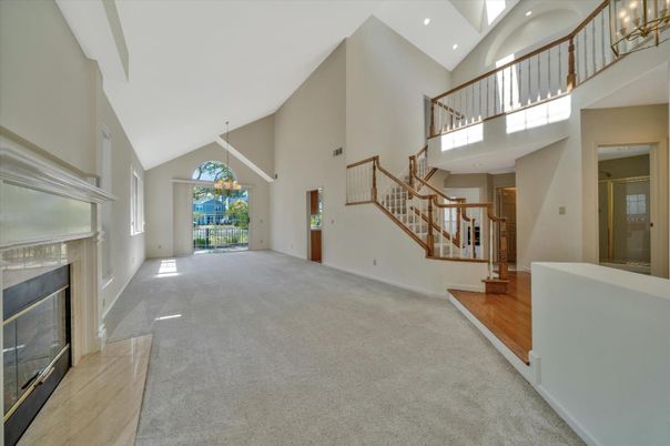Fireplace, Interior, Recessed Lighting, Wood Texture Flooring