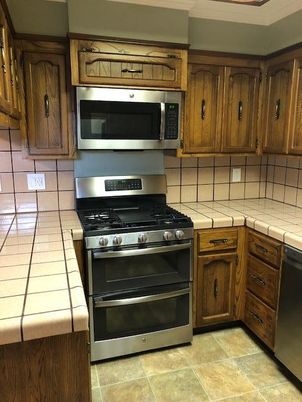 Interior, Kitchen, Stainless Steel Appliances, Tile Countertops