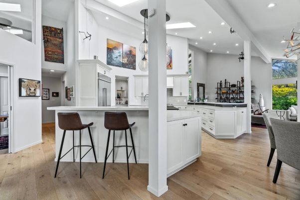 Interior, Kitchen, Pendant Lights, Recessed Lighting, Wood Texture Flooring