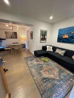 Dining room, Interior, Living room, Pendant Lights, Recessed Lighting, Wood Texture Flooring