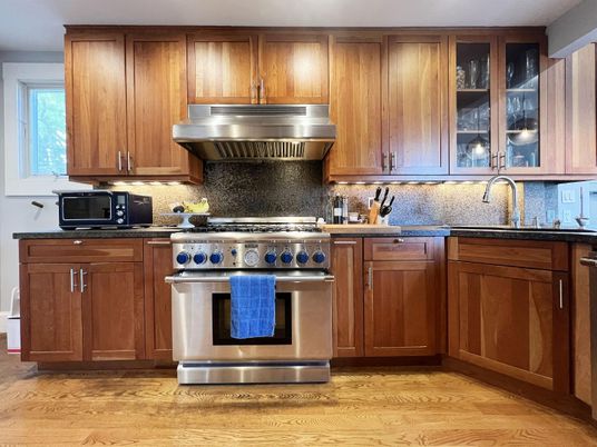 Interior, Kitchen, Stainless Steel Appliances, Wood Texture Flooring