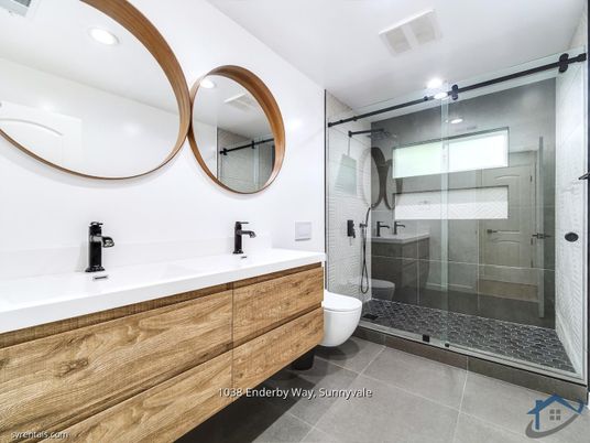 Bathroom, Dual Sink Vanities, Glass Shower, Interior, Recessed Lighting