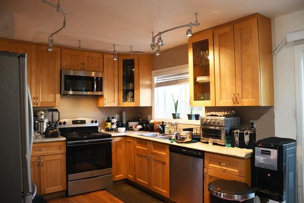Interior, Kitchen, Stainless Steel Appliances, Wood Texture Flooring