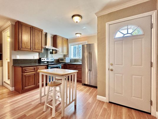 Interior, Kitchen, Stainless Steel Appliances, Wood Texture Flooring