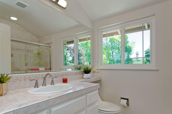 Bathroom, Interior, Recessed Lighting, Tile Countertops