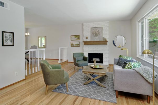 Fireplace, Interior, Living room, Stone Walls, Wood Texture Flooring