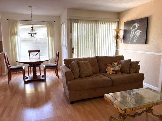 Dining room, Interior, Living room, Pendant Lights, Wood Texture Flooring