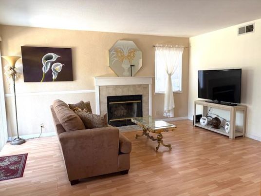 Fireplace, Interior, Living room, Wood Texture Flooring
