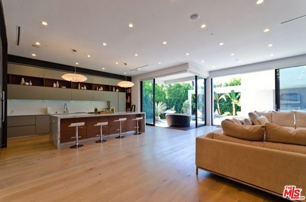 Interior, Kitchen, Living room, Pendant Lights, Recessed Lighting, Wood Texture Flooring