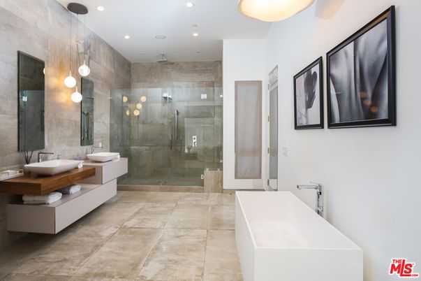 Bathroom, Dual Sink Vanities, Free Standing Baths, Glass Shower, Interior, Pendant Lights, Recessed Lighting