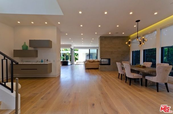Dining room, Interior, Living room, Pendant Lights, Recessed Lighting, Wood Texture Flooring