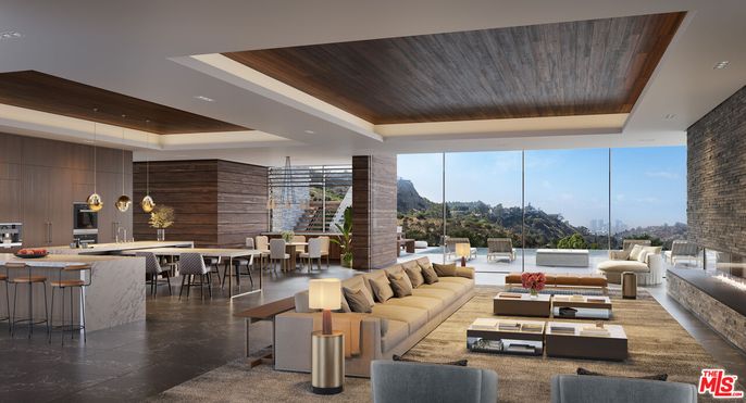 Dining room, Interior, Kitchen, Living room, Pendant Lights, Recessed Lighting, Stone Walls, Wooden Ceilings