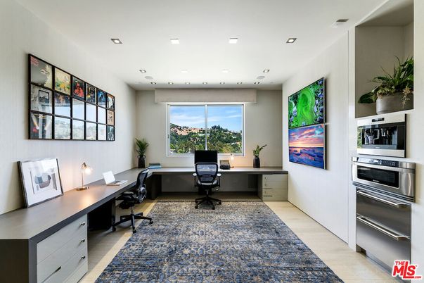 Home Office, Interior, Recessed Lighting, Wood Texture Flooring