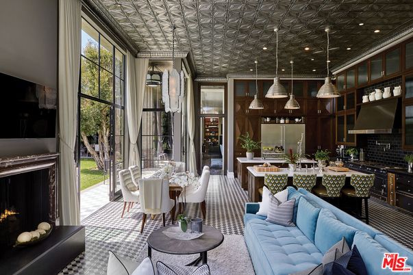 Dining room, Fireplace, Interior, Kitchen, Living room, Pendant Lights, Recessed Lighting