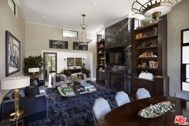 Dining room, Fireplace, Interior, Living room, Pendant Lights, Recessed Lighting