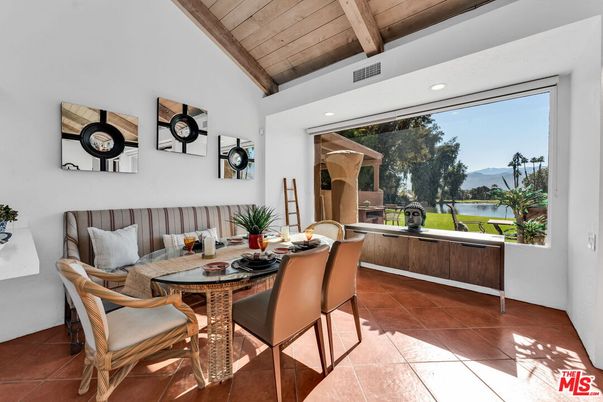Dining room, Interior, Recessed Lighting, Water, Wooden Beams, Wooden Ceilings