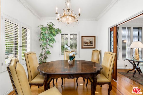 Chandelier, Dining room, Interior, Wood Texture Flooring