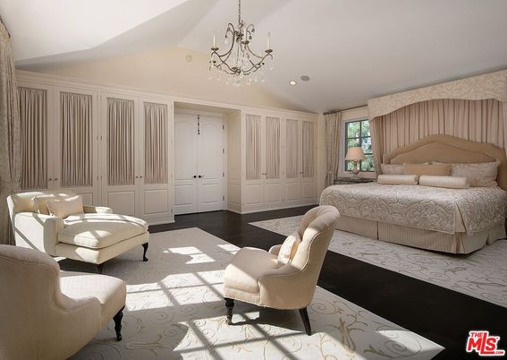 Bedroom, Chandelier, Interior, Recessed Lighting, Wood Texture Flooring