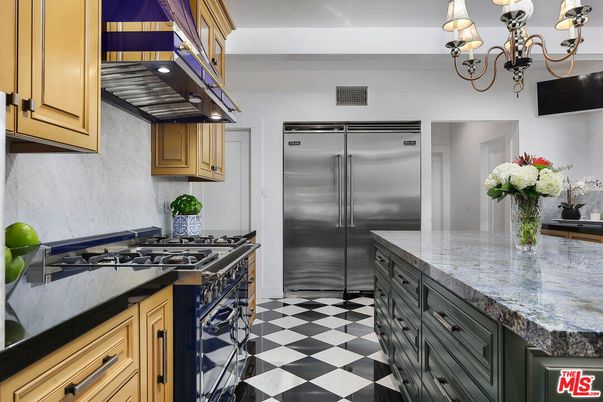 Chandelier, Interior, Kitchen, Stainless Steel Appliances