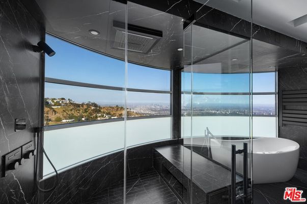 Bathroom, Free Standing Baths, Glass Shower, Interior, Marble, Marble Walls