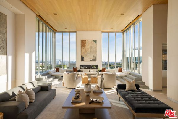 Fireplace, Interior, Living room, Recessed Lighting, Wooden Ceilings