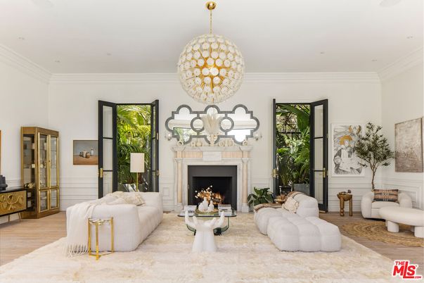 Fireplace, Interior, Living room, Pendant Lights, Wood Texture Flooring