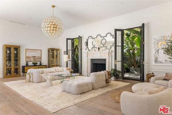Fireplace, Interior, Living room, Pendant Lights, Wood Texture Flooring