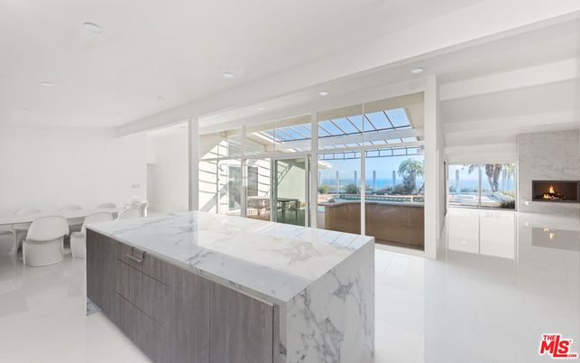 Dining room, Fireplace, Interior, Kitchen, Recessed Lighting, Water