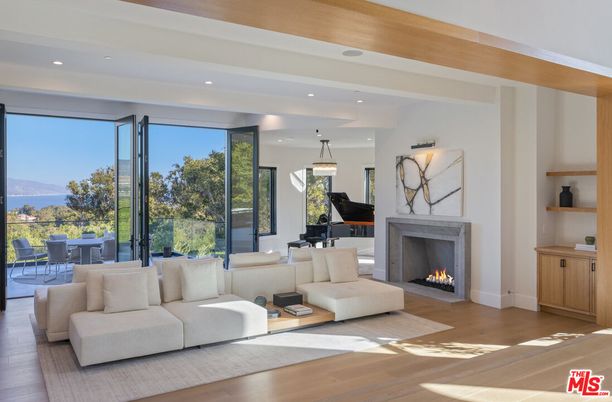 Dining room, Fireplace, Interior, Living room, Pendant Lights, Piano, Recessed Lighting, Wood Texture Flooring
