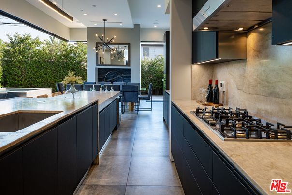 Dining room, Fireplace, Interior, Kitchen, Pendant Lights, Recessed Lighting, Stainless Steel Appliances