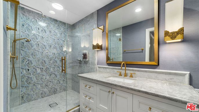 Bathroom, Glass Shower, Interior, Recessed Lighting