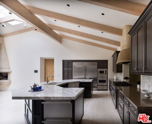 Interior, Kitchen, Recessed Lighting, Stainless Steel Appliances, Wooden Beams