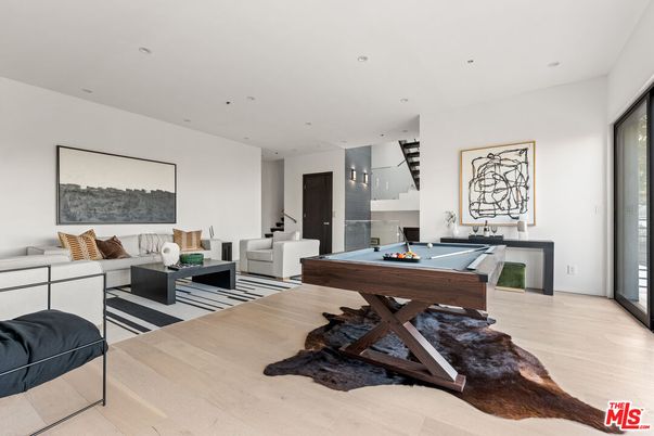 Billiard Table, Game Room, Interior, Living room, Recessed Lighting, Wood Texture Flooring