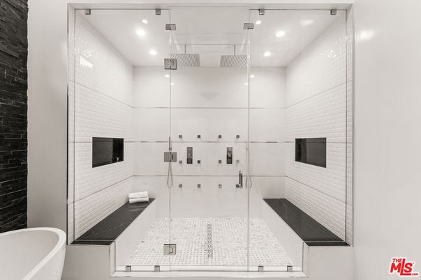 Bathroom, Free Standing Baths, Glass Shower, Interior, Recessed Lighting