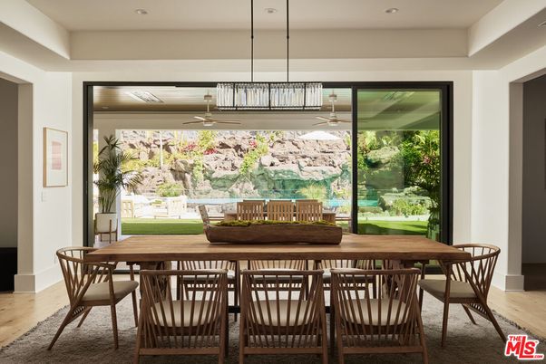 Dining room, Interior, Pendant Lights, Recessed Lighting, Wood Texture Flooring