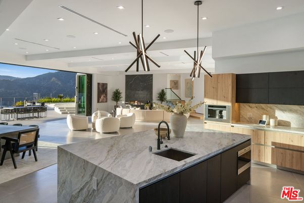 Dining room, Fireplace, Interior, Kitchen, Living room, Pendant Lights, Recessed Lighting, Stainless Steel Appliances