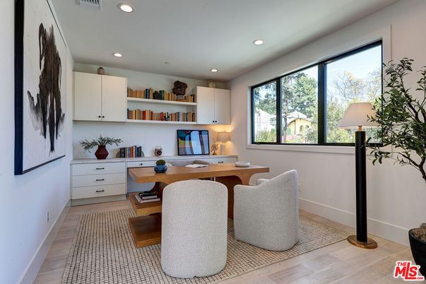 Home Office, Interior, Recessed Lighting, Wood Texture Flooring