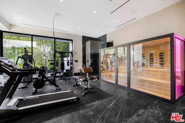 Fitness Equipment, Gym, Interior, Recessed Lighting, Sauna Room