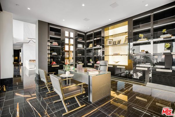 Home Office, Interior, Marble, Recessed Lighting
