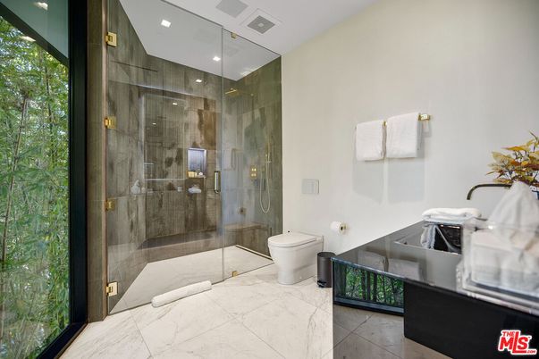 Bathroom, Glass Shower, Interior, Marble, Recessed Lighting