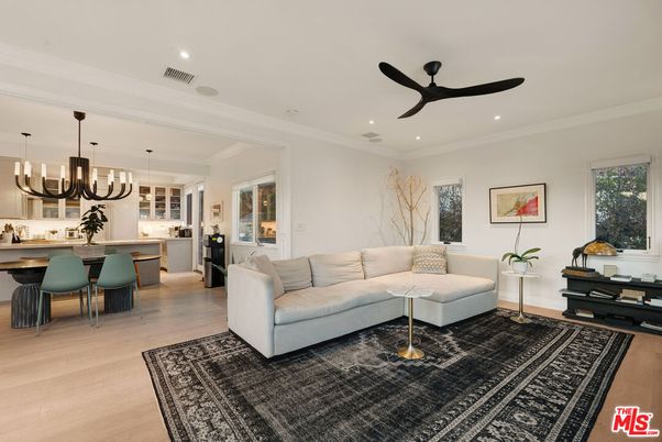 Chandelier, Dining room, Interior, Kitchen, Living room, Pendant Lights, Recessed Lighting, Wood Texture Flooring