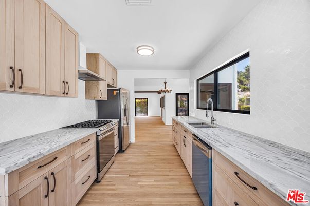 Interior, Kitchen, Stainless Steel Appliances, Wood Texture Flooring